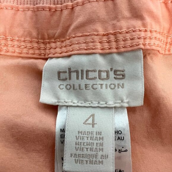 Chico’s Women’s Cropped Pants Orange Sherbet Size XXL Pockets - Picture 8 of 9